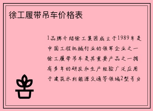 徐工履带吊车价格表